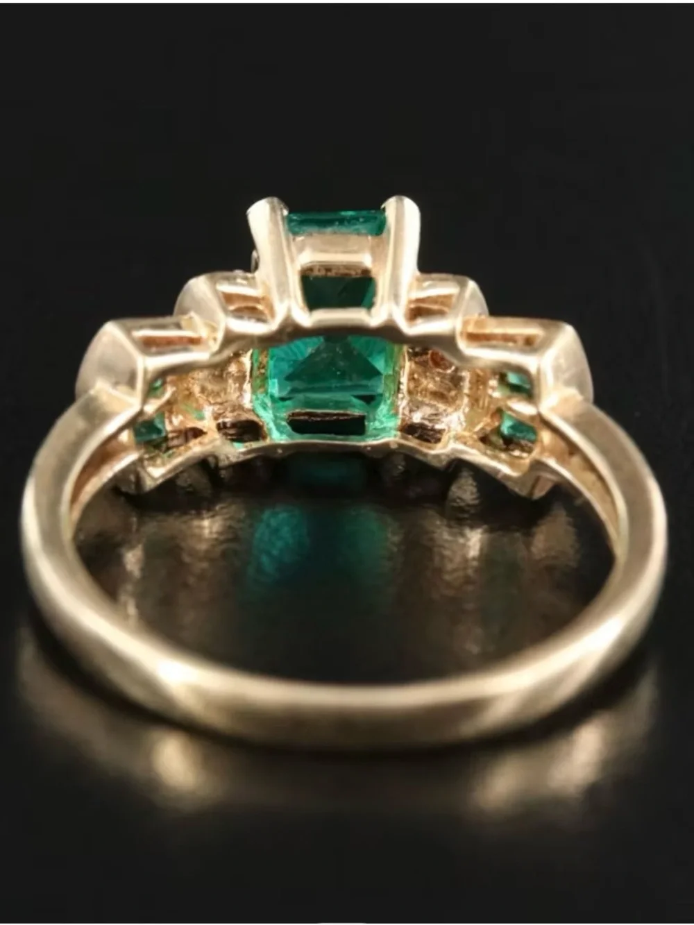 14K Gold Lab Emerald with Diamond accents